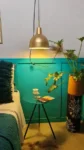 Canto do quarto Verde com plantas iluminada da casa de campo