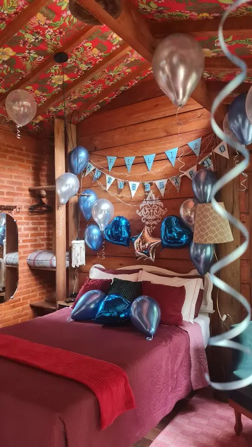 Decoração azul de surpresa preparada no Cabanário